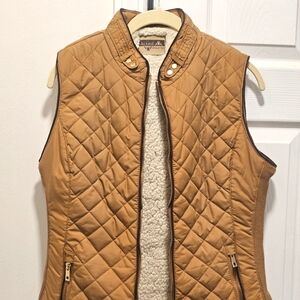 Tan Leather Vest - Size M - Auline Collection